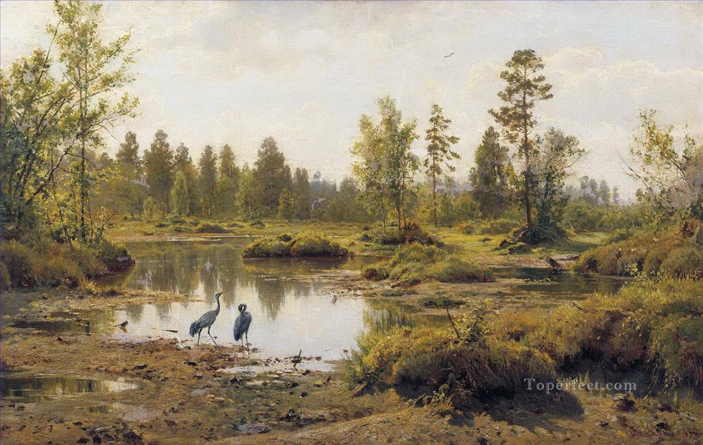 marsh polissia birds classical landscape Ivan Ivanovich pond Oil Paintings